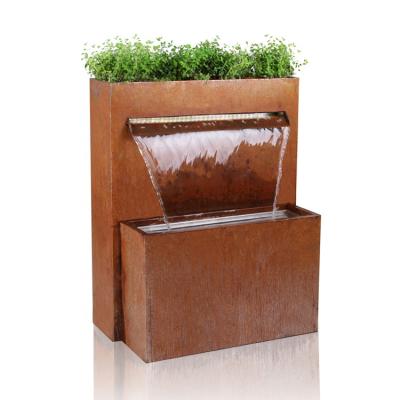 China Minimalist Outdoor Water Fountain Garden Ornaments Corten Steel Water Feature Customized Fountain Systems for sale