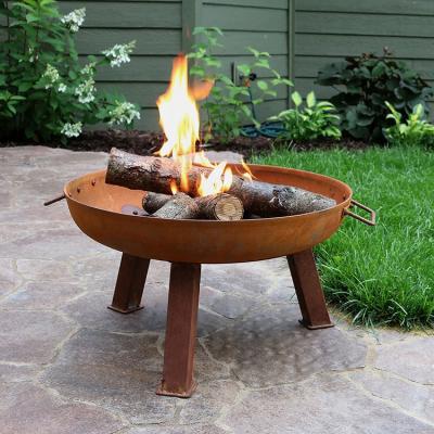 China Stored Wood Burning 60-150cm Corten Steel Outdoor Metal Fire Bowl Cauldron Fire Pit For Garden Patio for sale