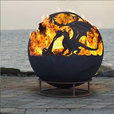 China Stocked Steel Wood Burning Garden Fire Globe Fire Pit for sale