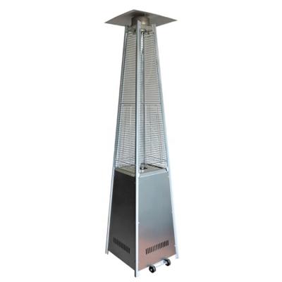 China CE Certification Stainless Steel Quadrangular Pyramid Glass Tube Flame Gas Stocked Outdoor Patio Heater for sale