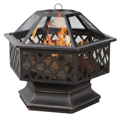 China Hexagon Firepit Wood and Stored Portable Coal Chimney Iron Fire Pit for sale