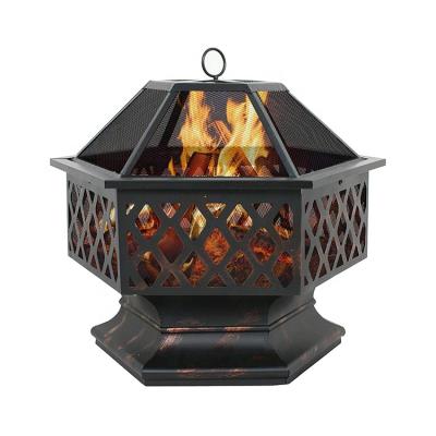 China Garden Stocked Heater Iron Outdoor Hex Shaped Firepit Camping for sale