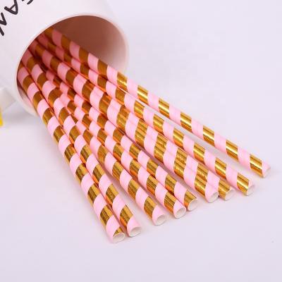 China Bohemian Disposable Striped Multicolor Biodegradable Design Party Drinking Paper Straws Wrapping Paper Straws for sale