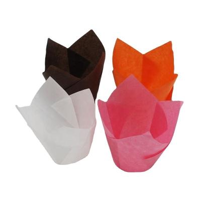 China Wholesale Disposable Paper Tulip Cupcake Liners Wholesale Good Quality for sale