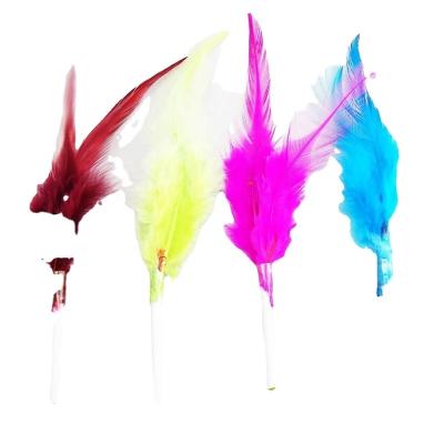 China Disposable Colorful Decorative Party Toothpicks Plastic Feather Stick for sale