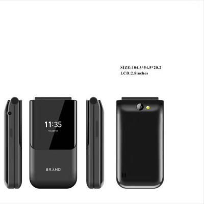 China Dual SIM Card Brand New Feature 2g Phone 2.8 inch and 1.44 inch Dual LCD Folding Phone for sale