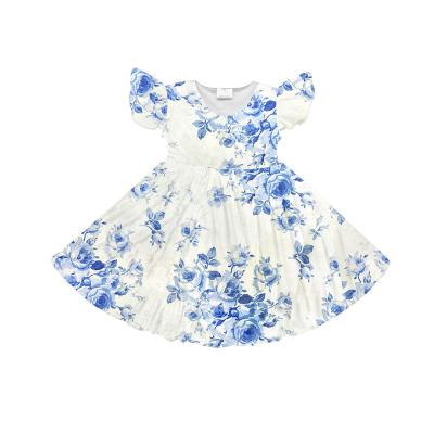 China The latest new print breathable wholesale bridesmaid dress for girls 3-5 years old girl the twirly dress for sale