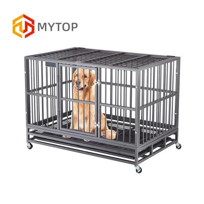 China Heavy Duty Foldable White Two Tier Large Floor Stainless Steel Pet Stored High Quality Dog Cage for sale