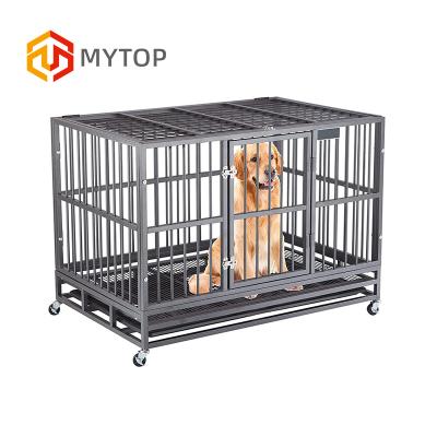 China Factory Stocked Selling High Quality Large Stainless Steel Single Pulley Double Door Dog Cage for sale