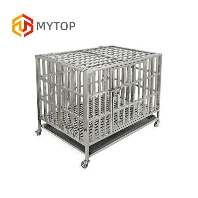 China Large Stocked Folding Online Store Hot Selling Establishments Panel Foldable Pet Stainless Steel Fence Dog Cage With Pulley for sale