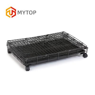 China China Suppliers Stainless Steel Portable Level Sale and Stored Outdoor Folding 4 Wheel Cat Cage for sale