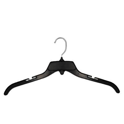 China Plastic PS or PP hangers with metal hook, cheap hanger black 484, customized logo/color are accepted for sale