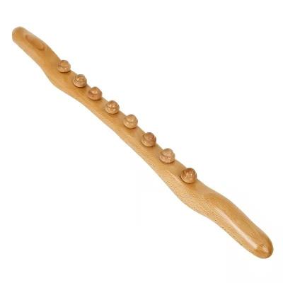 China High Quality Wooden Body Gua Sha Tools Wooden Stick With Beads Massage Tool for sale