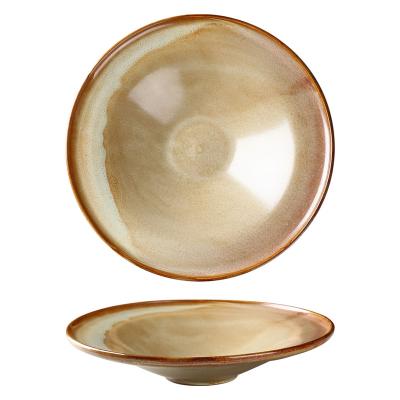 China Viable High Quality Durable Porcelain With Reactive Lusters Nordic Dinner Dishes For Restaurant Dinnerware Ceramic Soup Dish for sale