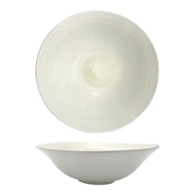 China Irregular Shaped Viable High Quality Porcelain Kitchenware 8/9/10 Inch Serving Soup Bowls Set Crystal White Color Ceramic Fruit Salad Bowl for sale