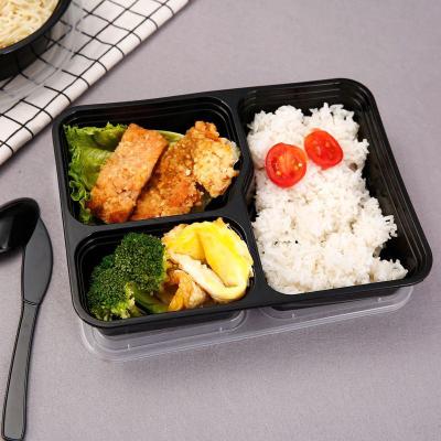 China Disposable 3 Compartment Wholesale Microwavable Meal Prep Food Containers Disposable Takeout Packaging Storage Containers for sale