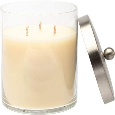 China Handmade Unique Decorative Design Glass Candle Jar With Lids 500ml 600ml Candle Glass Jar for sale