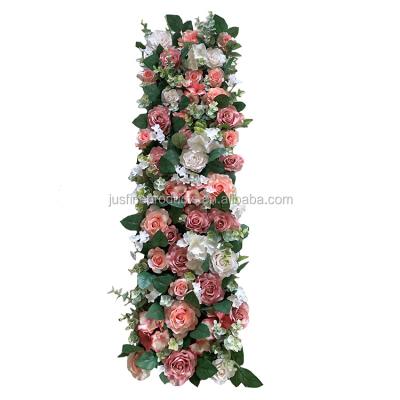 China High Quality Wedding Table Runner Artificial Flower Row Flower Table Runner For Wholesale Silk Table Centerpieces Table Runner Wedding Decor for sale