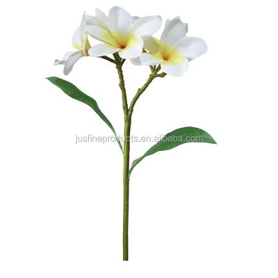 China Wholesale High Quality Artificial Silk Frangipani 53cmH Flower Throw Frangipani With 2 Flowers And 1 Bud Colors For Home Decor Customized for sale