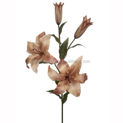 China Spray 98cmH High Quality Artificial Flower Lily Spray With 2 Flowers And 2 Different Buds Real Touch For Home Silk Lily Decor Colors for sale