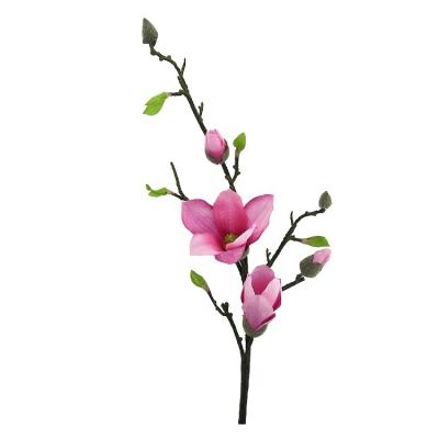 China Flower Spray High Quality Silk Artificial Latex Magnolia Spray Free Shipping Real Magnolia 87cmH Flowers For Home Decor for sale