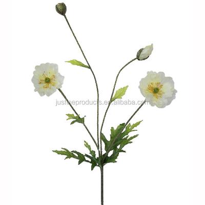 China High Quality Artificial Poppy 66cmH Silk Flower Spray Poppy Spray With 2 Flowers And 2 Buds For Home Decoration Wholesale Different Colors for sale