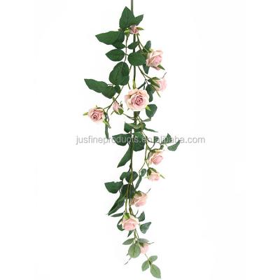 China 95cmH Rose Garland Light Pink With Silk Garland Real Touch Artificial Flower Rose 11 High Quality Flowers For Home Decor for sale