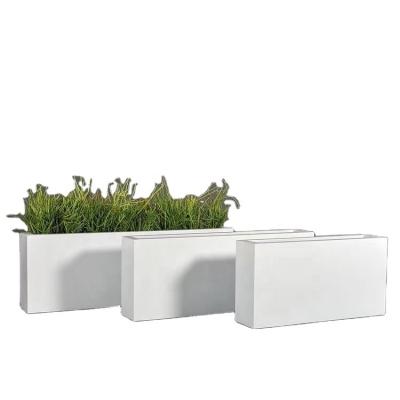 China Nordic flower pots can be customized and wholesale rectangular fiberglass style nordic white flower pot used with green flower/plant for sale