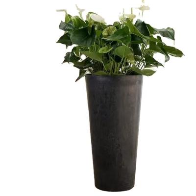 China Reasonable Price Flower Pots Traditional Round Classic Nature Stable FRP Backyard Fiberglass Plant Pot For Outdoor Decor for sale