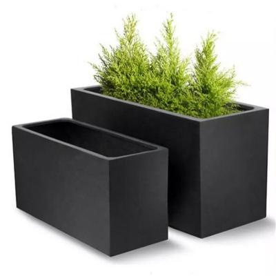 China Multicolor Customized Rectangular Size Fiberglass Flowerpot Set Outdoor Garden Decorative Fiberglass Flowerpot for sale