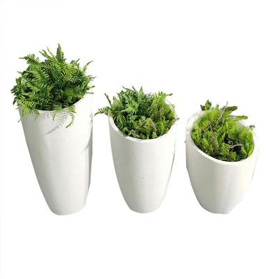 China Hot Selling Easy Exquisite Outdoor Flower POTS Clay Fiber POTS Hotel Garden Decoration Fiberglass Flower Pots for sale