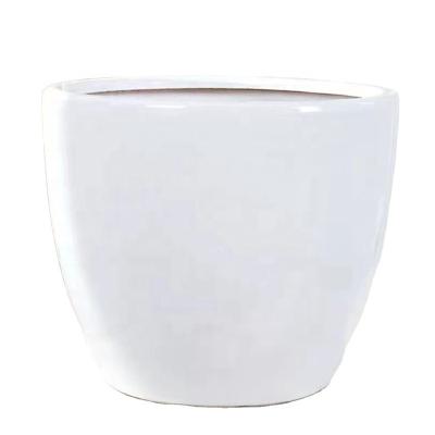 China Eco-Freindly Direct Giant Nordic Style Round Fiber Cement Flower Pots Decorated In Outdoor Street Hotels for sale