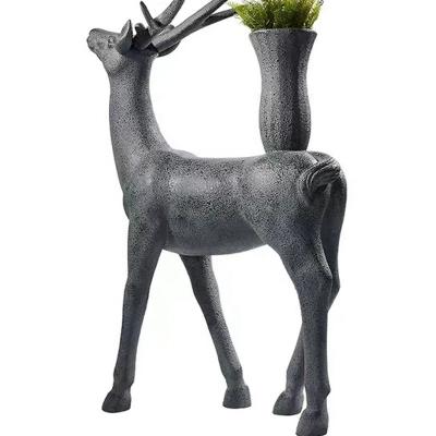 China CLASSIC deer shape FRP flower pots fiberglass factory top notch pot for outdoor decor VASE premium quality vintage for sale