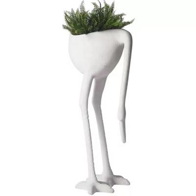 China Eco-Freindly Fiberglass Reinforced Plastic Flower Pot Hotel Creative Animal Shape Flamingo Flower Pot Decoration Design Soft Vase for sale