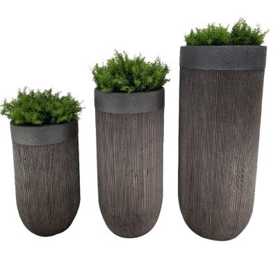 China Eco-Freindly Stylish Modern Style Cylindrical Fiberglass Flower Pot for Indoor and Outdoor Garden Decoration for sale