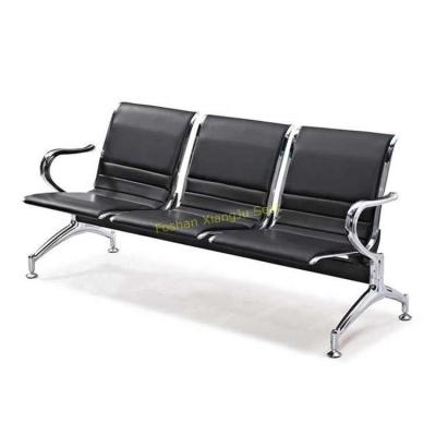 China XJ-408 Iron Leather Double Seats Steel Mesh Hospital Station Airport Waiting Chair Black Steel Waiting Chair for sale