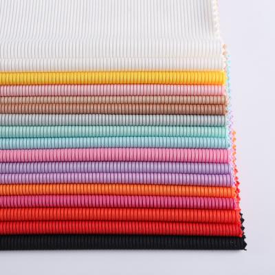 China Heat-insulation China manufacturer supply polyester spandex 2*2 rib stripe knit jersey fabric for cardigan swimwear for sale