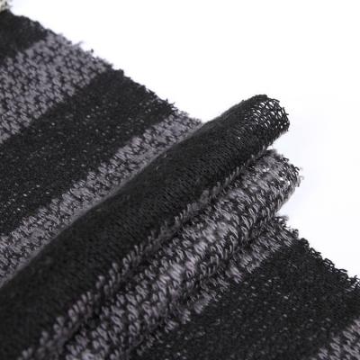 China Stock Anti-static Cheap Black White Loose Knitting Stripe Knits Garment Fabric Polyester Cotton for sale