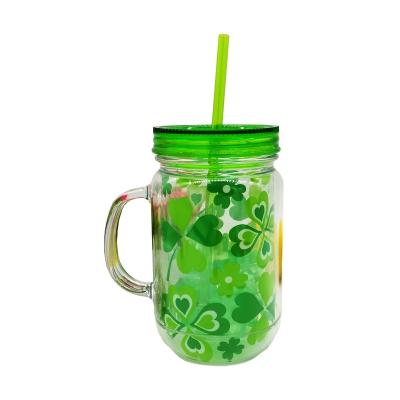 China Sustainable 22oz Double Wall Mason Jar With Lid And Straw for sale