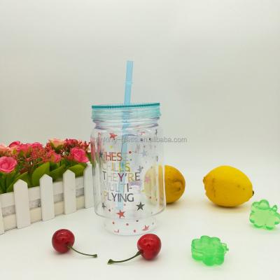 China Stored Disposable Plastic Mason Jar Cups With Handle for sale