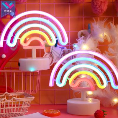 China Decoration for Kids Room X'mas Wedding Decoration Rainbow LED Night Light Desk Table Lamp Rainbow Neon Night Light for sale