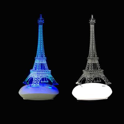 China Cycle Charge Led Lighting Creative Gift Visual 3D Eiffel Tower Led Night Light 7 Color Table Party Home Decor for sale