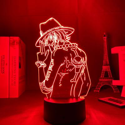 China Portgas D Ace Anime TW-728 Modern Touch Sensor USB 3D Acrylic Lamp Children's Desk Lamp One Piece Lamp Children's Gifts for sale