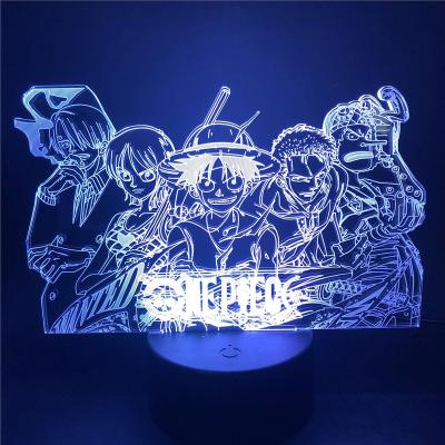 China Modern Luffy Sanji Zoro Nami 3D Illusion LED Touch Table Night Light USB Stock Number Optical Lamp One Piece Modern Lamp for sale