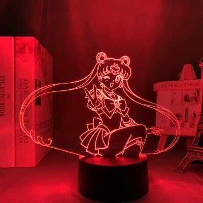 China TW-2488 3D LED Lamp Anime Remote Control Modern Acrylic Sailor Moon Night Light For Kids Children Birthday Gift for sale