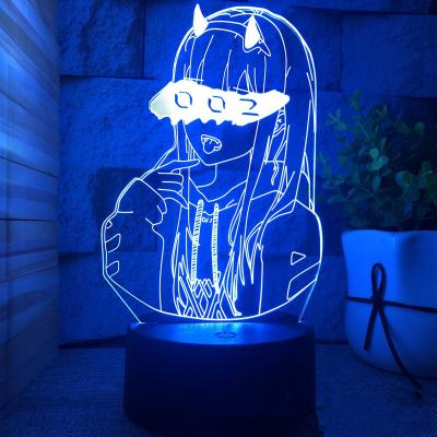 China Modern TW-1945 DARLING in the FRANXX Zero Two 002 3D Led Illusion Night Lights Anime Lamp Led Lighting For Christmas Gift for sale