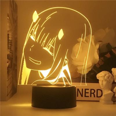 China Anime TW-1937 Modern Zero Two 3d Led Light Lamp Darling In The Franxx Night Light Manga Gift Acrylic 3D Lamp Children Kid Girls for sale