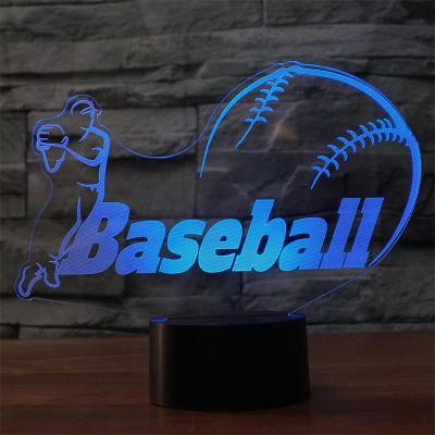 China Modern 3D Baseball Night Light Lamp Illusion Effect Lights Kids Bedroom Decor Sleep Aid 16 Colors Optional Best Gifts For Baseball Fan for sale