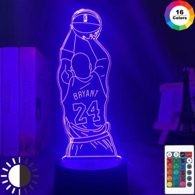 China Modern 3D NBA Players Led Night Light Kobe Bryant Memorial Gifts 3d Desk Lamp Bedroom Decor Night Light Kobe Jump Shoot Led Desk for sale