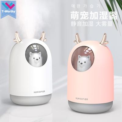 China New Design M106 Bear Air Humidifier 300ML Ultrasonic Car USB Mini Humidifiers Car Home Air Purifier for sale